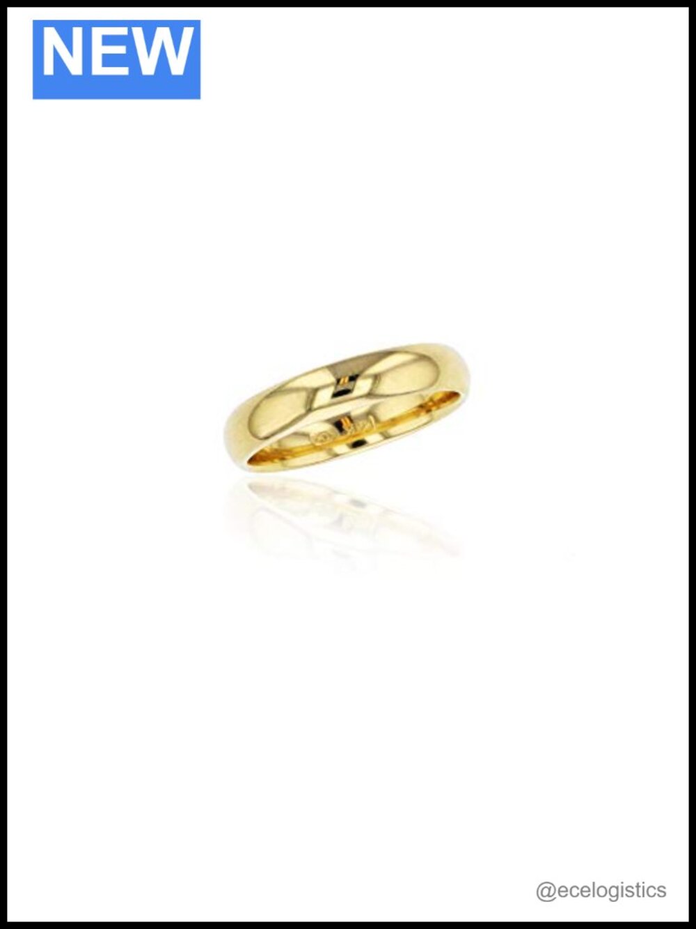 10K or 14K Yellow & White Gold 4mm Polished Plain Wedding Band